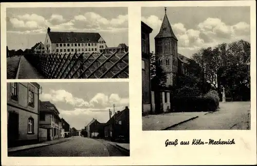 Ak Merkenich Köln am Rhein, Straßenpartie, Kirche