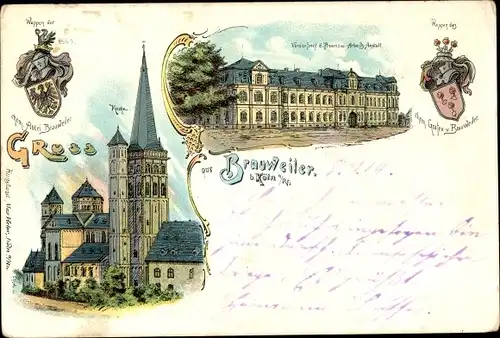 Wappen Litho Brauweiler Pulheim Nordrhein Westfalen, Kirche, Arbeitsanstalt Abtei Brauweiler