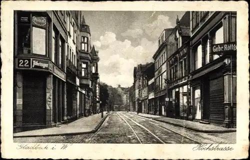 Ak Gladbeck im Ruhrgebiet Nordrhein Westfalen, Blick in die Hochstraße, Geschäfte