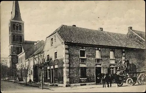 Ak Büderich Wesel am Niederrhein, Marktstraße, Ecke Weselerstraße, Kirche, Kutsche