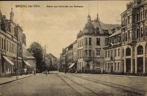 Ak Brühl in Westfalen, Markt und Uhlstraße mit Rathaus