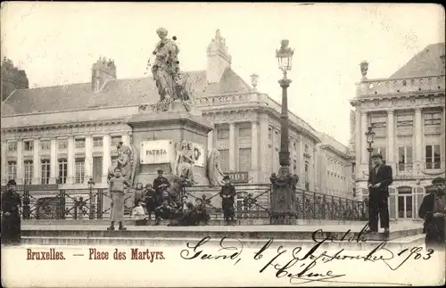 Ak Bruxelles Brüssel, Place des Martyrs, Patria Denkmal