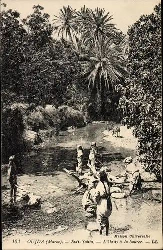 Ak Oudjda Oujda Marokko, Sidi-Yahia, L'Oasis a la Source, Wäscherinnen