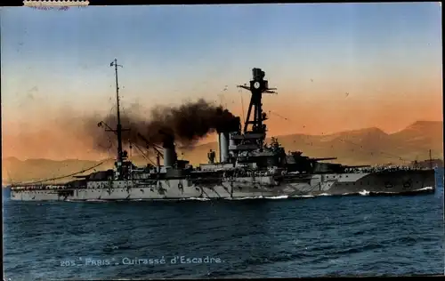 Ak Französisches Kriegsschiff Paris, Cuirasse d'Escadre