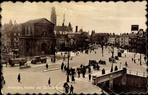 Ak Rotterdam Südholland Niederlande, Hofplein met Delftsche poort