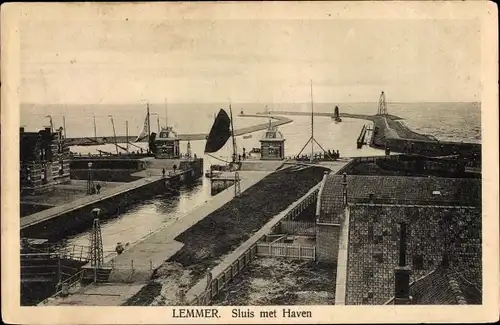 Ak Lemmer Friesland Niederlande, Sluis met Haven