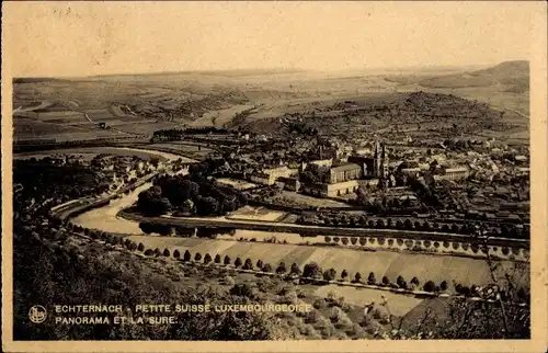 Ak Echternach Luxemburg, Panorama et la Sure