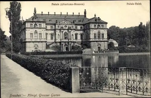 Ak Dresden Altstadt, Palais im Kgl. Großen Garten, Palais Teich