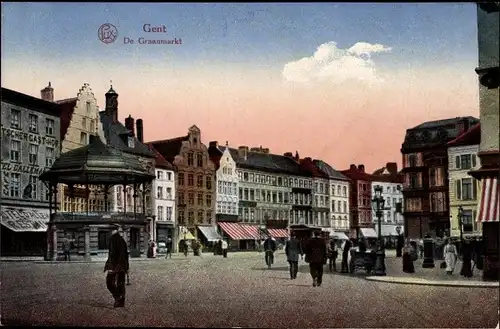 Ak Gand Gent Ostflandern, De Graanmarkt
