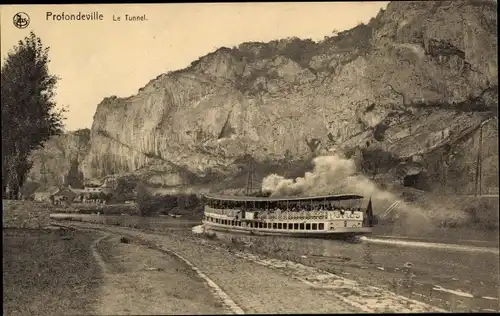 Ak Profondeville Wallonien Namur, Le Tunnel, Dampfer