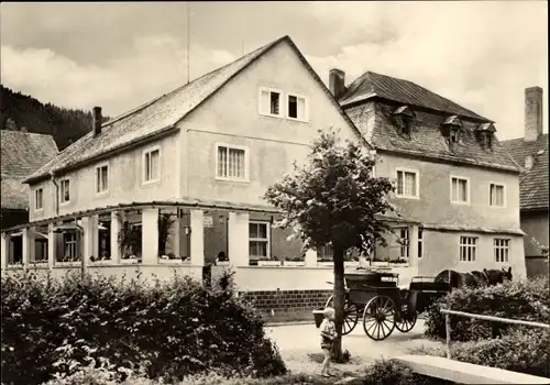 Ak Döschnitz in Thüringen, Gasthaus "Weiße Sorbitz", Kutsche, Außenansicht