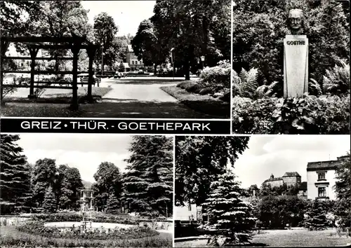 Ak Greiz im Vogtland, Goethepark, Denkmal