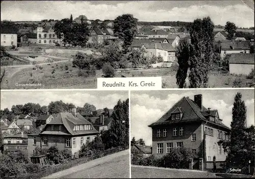 Ak Reudnitz Mohlsdorf Teichwolframsdorf, Gesamtansicht, Schule, Straße