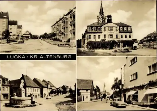 Ak Lucka im Kreis Altenburger Land, Bischofsweg, Puschkinplatz, Altenburger Straße