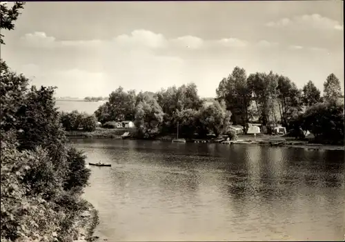 Ak Fockendorf in Thüringen, Zeltplatz am Stausee, Ruderboot