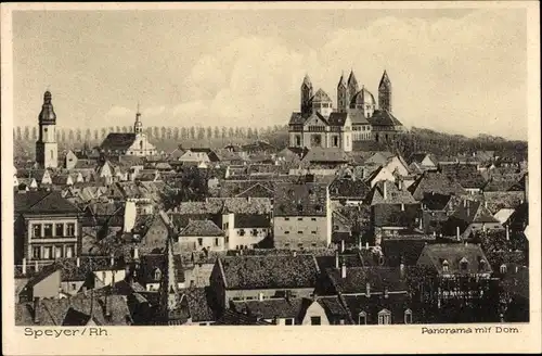 Ak Speyer am Rhein, Panorama mit Dom