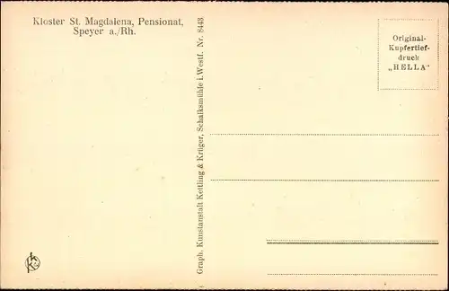 Ak Speyer am Rhein, Kloster St. Magdalena, Pensionat, Portal des Klosters