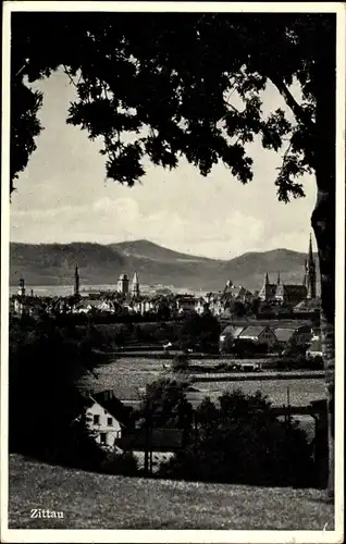 Ak Zittau in Sachsen, Blick nach dem Gebirge, Panorama, Kirchturm