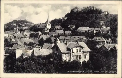 Ak Blankenburg Harz Sachsen Anhalt, Blick auf die Altstadt mit Schloss, Kirchturm