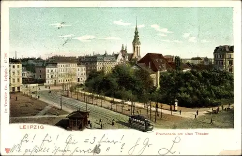 Ak Leipzig in Sachsen, Promenade am alten Theater