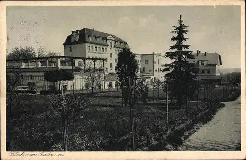 Ak Saasa Eisenberg in Thüringen, Else Haus, Kurheim Rotes Kreuz, Blick vom Garten aus