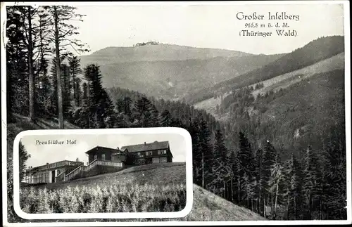 Ak Brotterode in Thüringen, Preussischer Hof, Großer Inselberg, Wald