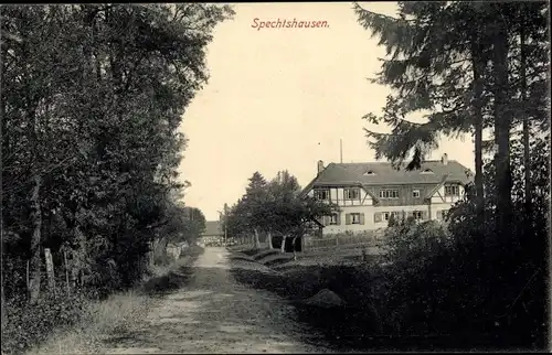 Ak Spechtshausen Hartha Hintergersdorf Tharandt im Erzgebirge, Blick über Weg auf Haus