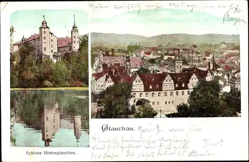Ak Glauchau in Sachsen, Schloss Hinterglauchau, Ortspanorama