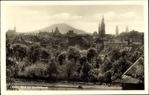 Ak Görlitz in der Lausitz, Blick zur Landeskrone, Türme, Panorama