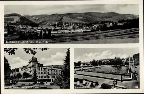 Ak Friedrichroda im Thüringer Wald, FDGB-Heim Hermann Danz, Schwimmbad, Panorama