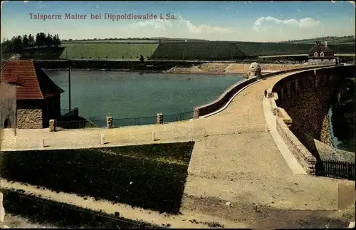 Ak Malter Dippoldiswalde im Osterzgebirge, Blick auf die Talsperre, Stausee, Mauer