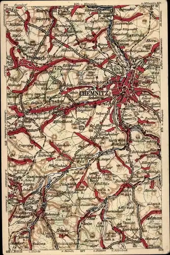 Landkarten Ak Chemnitz, Limbach, Stollberg, Gelenau