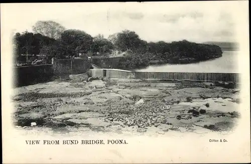 Ak Pune Poona Indien, View from Bund Bridge