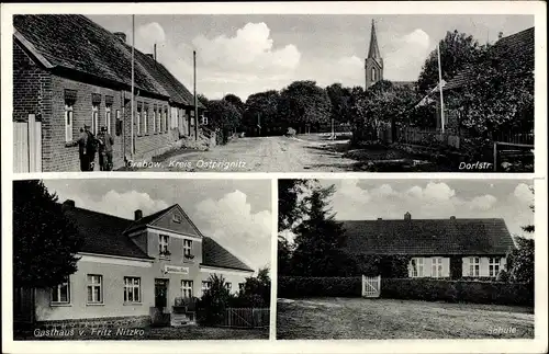 Ak Grabow Heiligengrabe in der Prignitz, Dorfstraße, Gasthof zur Mühle von Fritz Nitzko, Schule