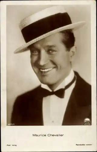 Ak Schauspieler Maurice Chevalier, Portrait mit Hut, Ross 4975/1