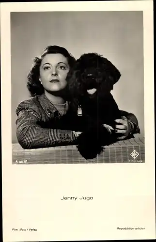 Ak Schauspielerin Jenny Jugo, Portrait mit Schnauzer, UFA Film A 3873 1