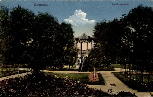 Ak Chomutov Komotau Region Aussig, Partie im Rosenpark