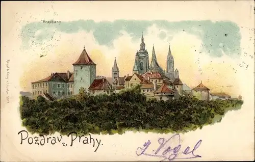 Litho Praha Prag Tschechien, Hradcany