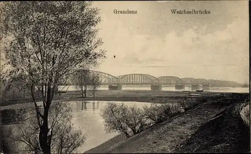 Ak Grudziądz Graudenz Westpreußen, Weichselbrücke