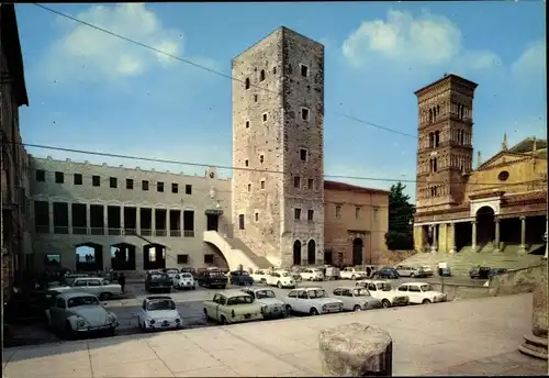 Ak Terracina Lazio, Kathedrale, Municipio Platz, Bischoflich Turm