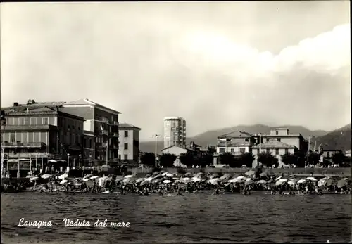 Ak Lavagna Liguria Italien, Eine Ansicht vom Meere aus gesehen