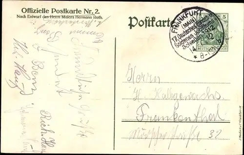 Künstler Ak Roth, H., Frankfurt am Main, 17. Deutsches Bundesschießen 1912, Zielscheibe