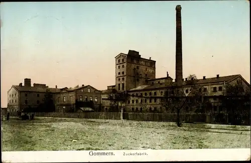 Ak Gommern Sachsen Anhalt, Zuckerfabrik, Außenansicht