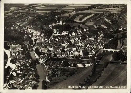 Ak Möckmühl in Württemberg, Götzenburg, Luftaufnahme