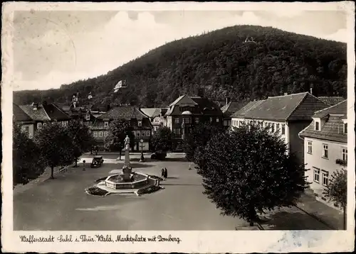 Ak Suhl in Thüringen, Marktplatz, Domberg