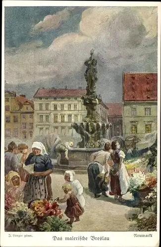 Künstler Ak Langer, F., Wrocław Breslau Schlesien, Neumarkt