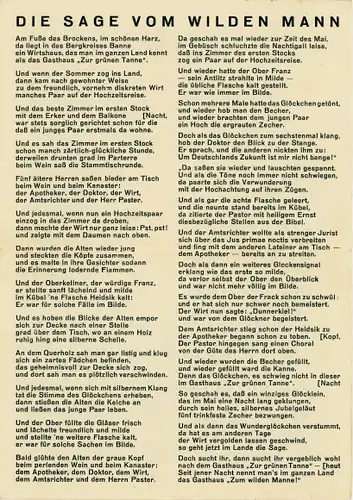 Klapp Ak Wildemann Clausthal Zellerfeld im Oberharz, Kurhotel Zum Wilden Mann, Sage, Gedicht