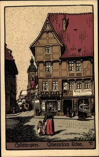 Steindruck Ak Göttingen in Niedersachsen, Quentins Ecke, Geschäft