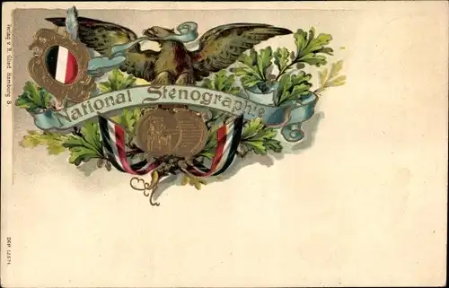 Präge Wappen Ak National Stenographie