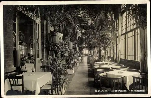 Ak Wiesbaden in Hessen, Neroberg Hotel, Wintergarten